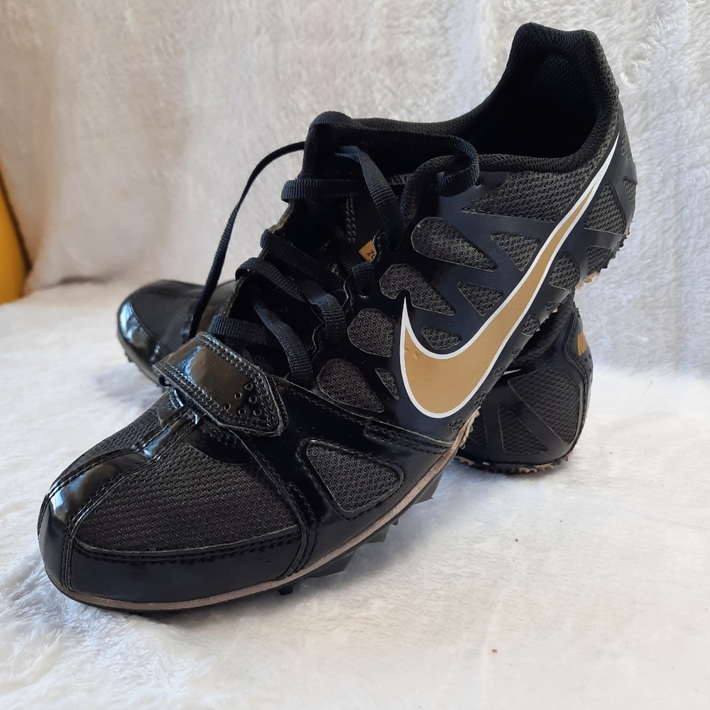 NIKE ZOOM RIVAL Black & gold Running Spikes 456812 Size 8